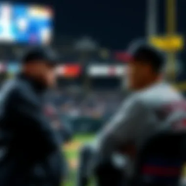 Braves management strategizing during a game