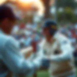 Historic Australian cricket match in action
