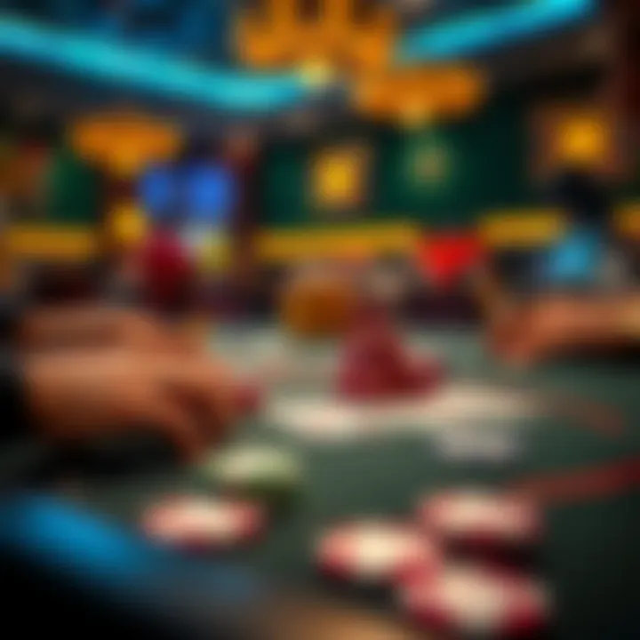 A strategic online poker table showcasing vibrant chips and cards