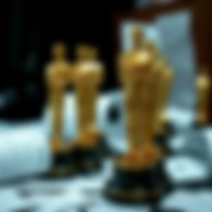 A collage of Oscar statuettes and betting slips
