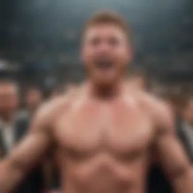 Canelo Alvarez celebrating a victory with fans