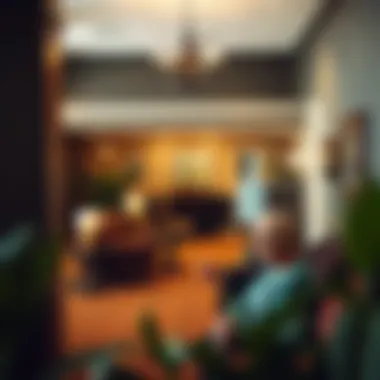 Cozy hotel lobby welcoming guests