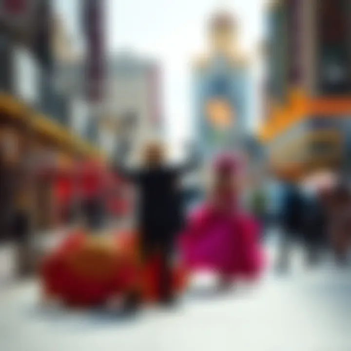 Vibrant street performers showcasing their talents on the Strip