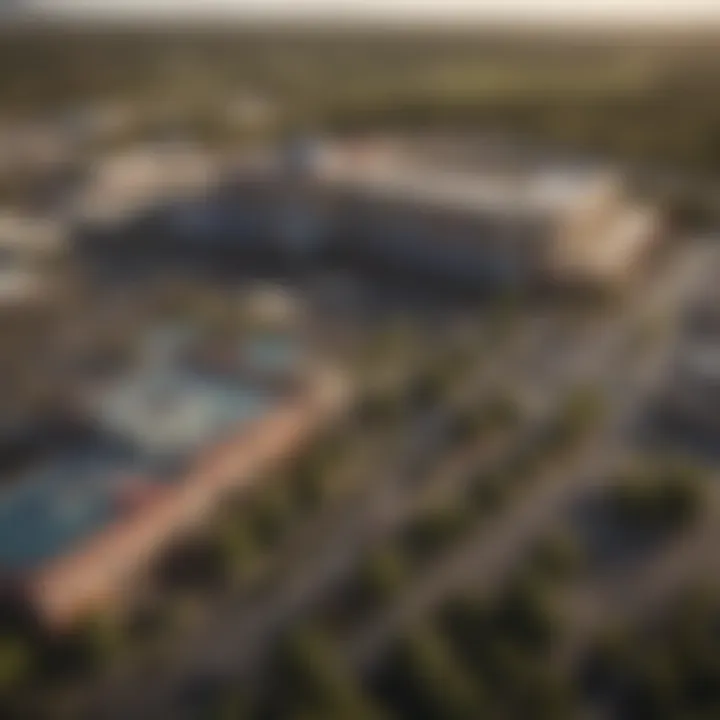 Aerial view of an Indian reservation showcasing lush landscapes and vibrant casino facilities