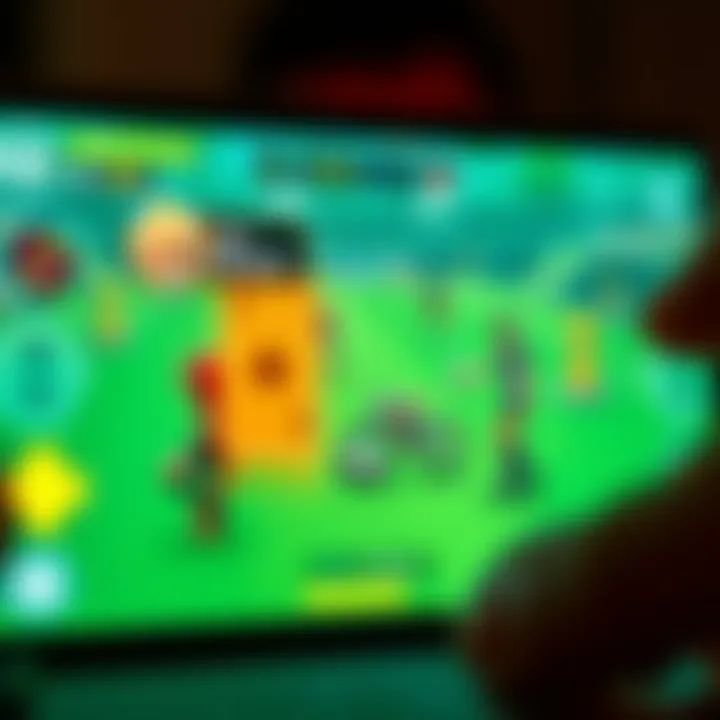 User interface showcasing game mechanics