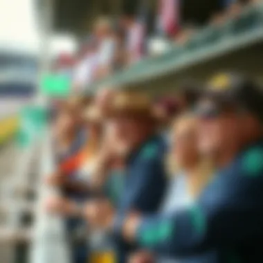 Excited spectators engaged in betting at Churchill Downs.