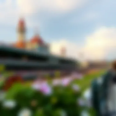 Spectacular view of the grandstands at Churchill Downs during a live race.