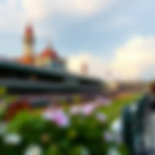 Spectacular view of the grandstands at Churchill Downs during a live race.