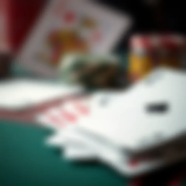 Close-up of playing cards with a soft focus background