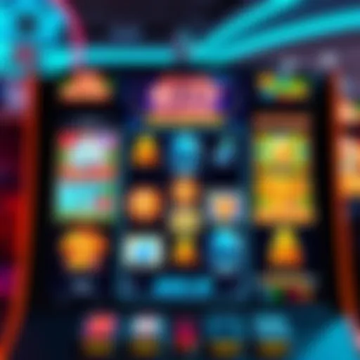 A vivid illustration of a modern online slot machine interface showcasing various exciting themes.