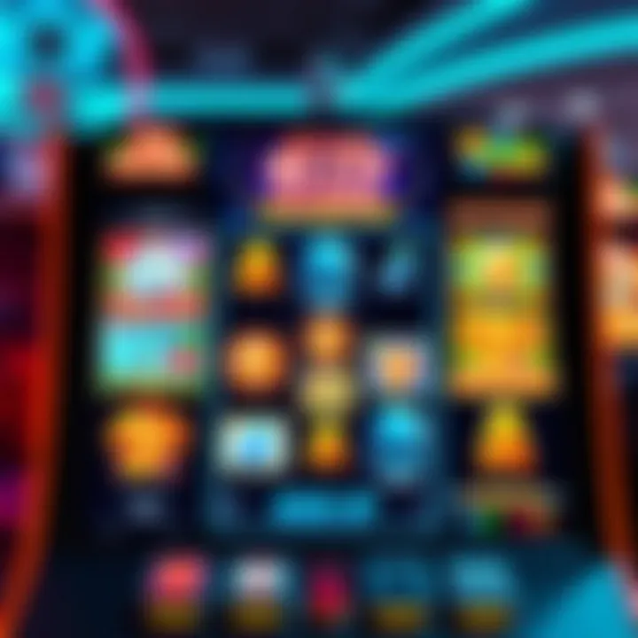 A vivid illustration of a modern online slot machine interface showcasing various exciting themes.