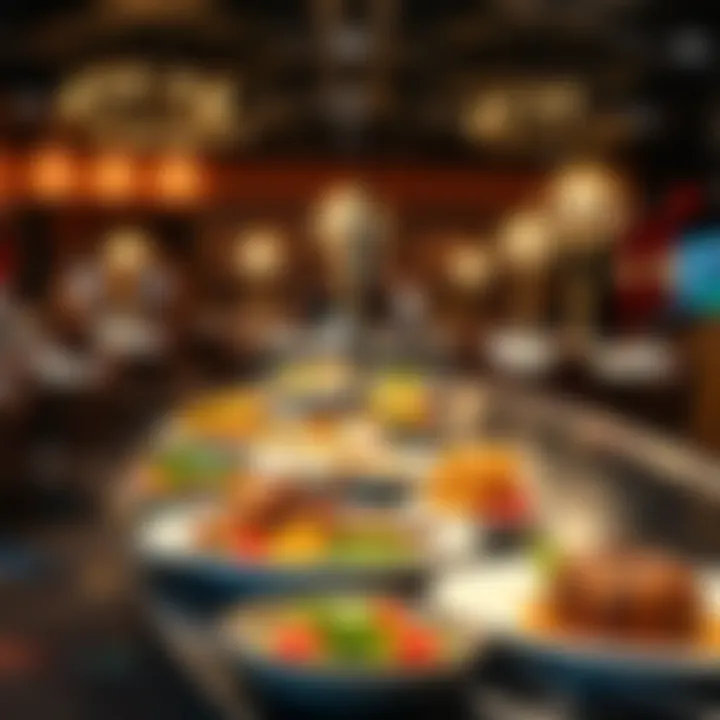 Elegant dining area with delicious meals on display