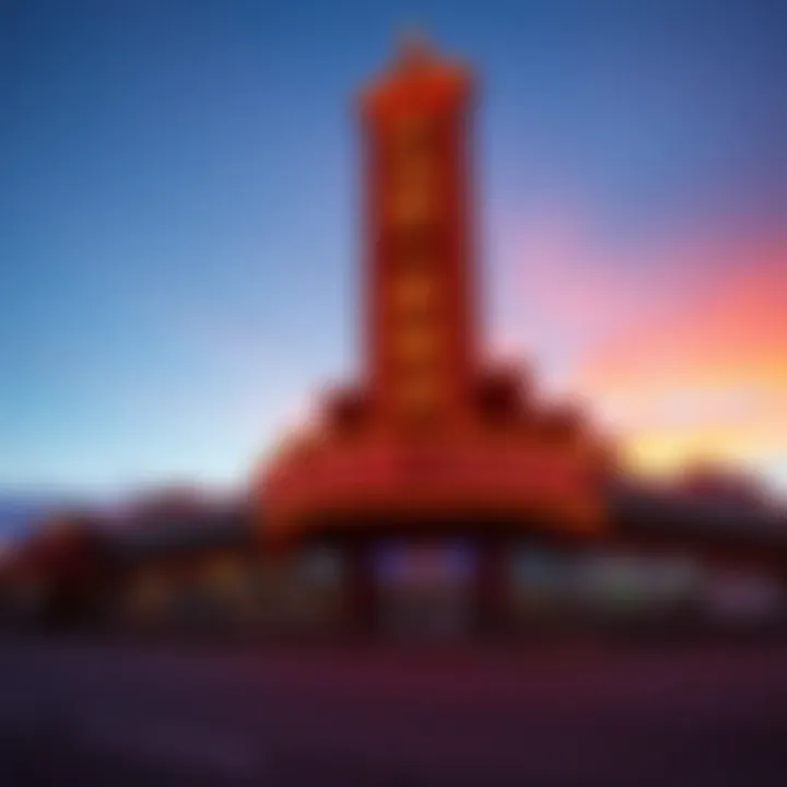 Exterior view of Prairie Casino at sunset