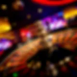 Elegant roulette wheel spinning under casino lights