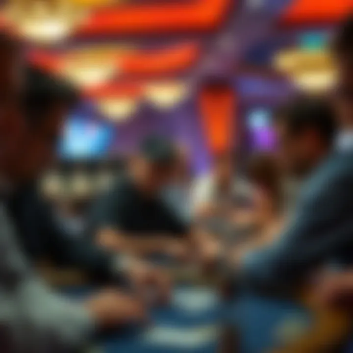 Players engaged in intense concentration at the poker tables