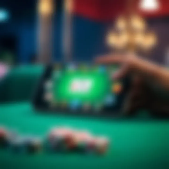 A captivating smartphone displaying a vibrant poker game interface