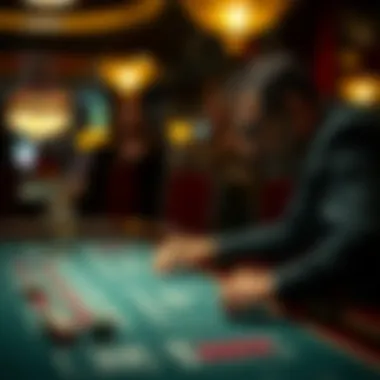 A strategic player evaluating options at the craps table under soft lighting