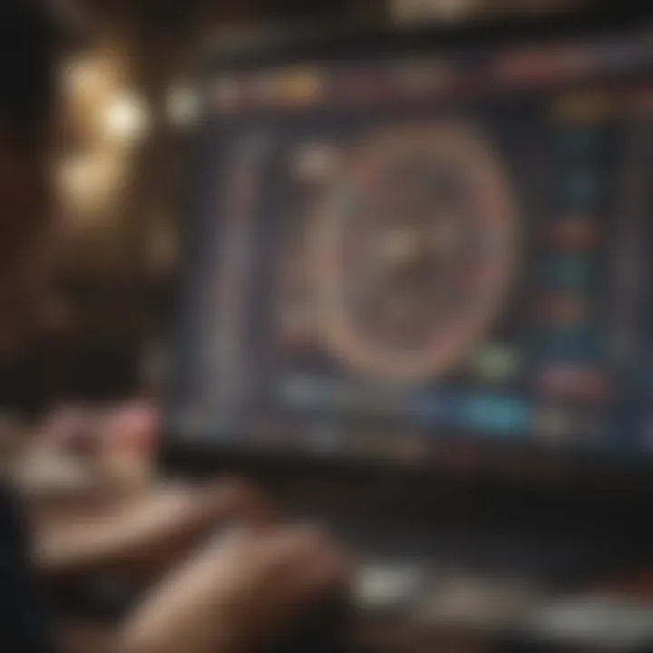 Conceptual image of online gambling on a computer screen