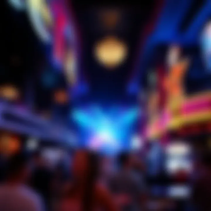 A lively entertainment area featuring a concert event