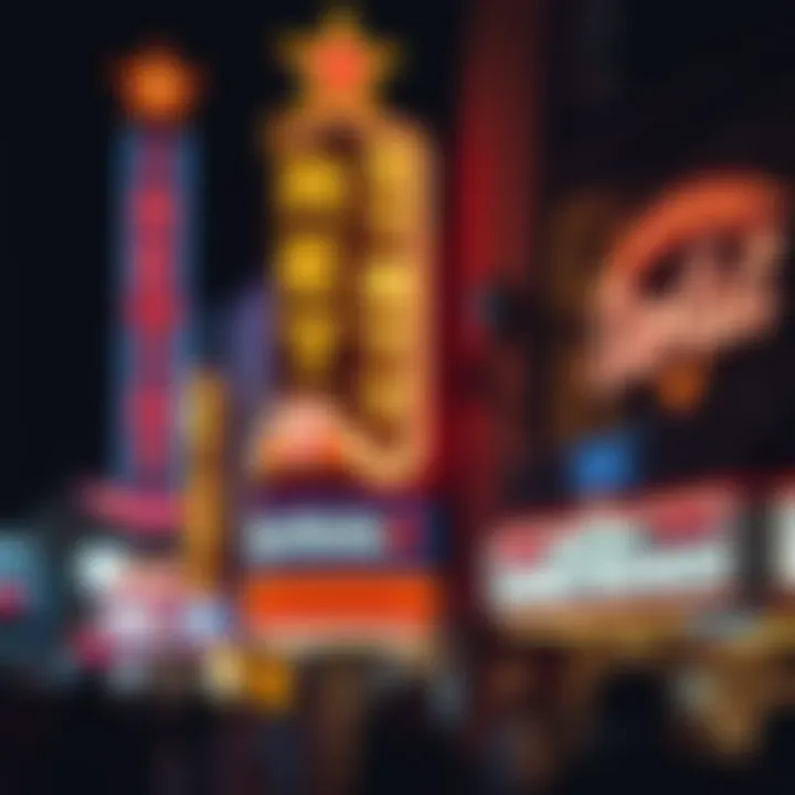 Unique sportsbook signage illuminated at night