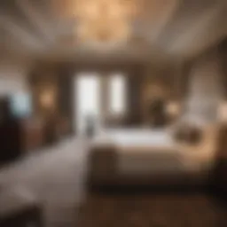 Luxurious hotel room with stylish decor