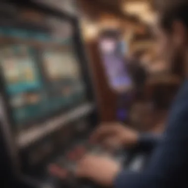 A close-up of a player engaging with a digital poker machine