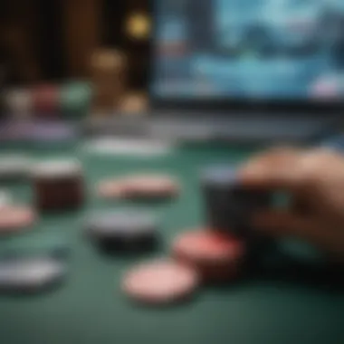 Strategic online poker setup with cards and chips