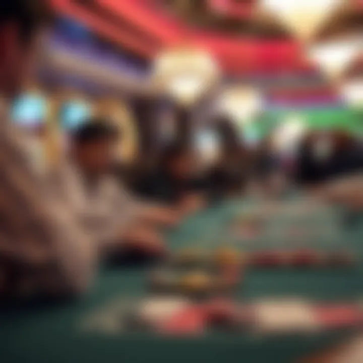 A close-up view of a table game in action with players engaged