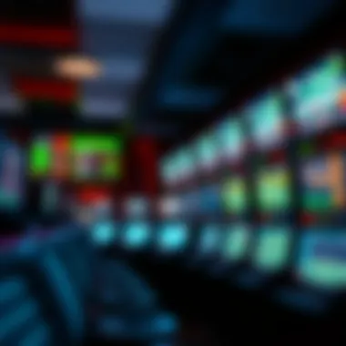 Interior of a retail sportsbook showcasing betting kiosks and screens