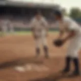 A vintage baseball scene depicting players on the field, evoking nostalgia for the game's rich history.