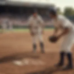 A vintage baseball scene depicting players on the field, evoking nostalgia for the game's rich history.