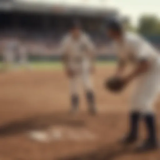 A vintage baseball scene depicting players on the field, evoking nostalgia for the game's rich history.