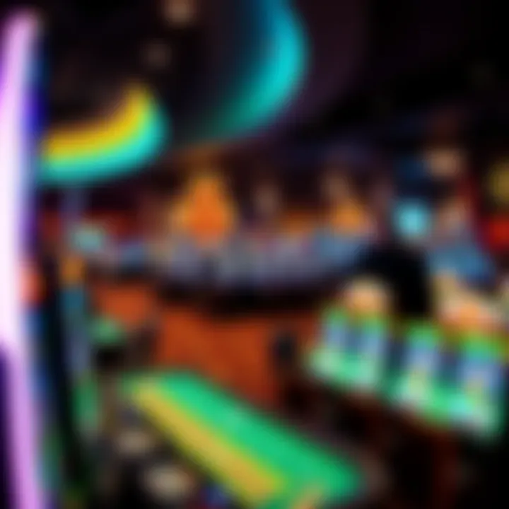 Vibrant gaming area filled with various gaming tables and slot machines at the casino