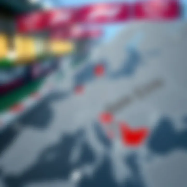 Map illustrating regional variations in F1 ticket prices