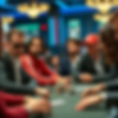 An engaging poker tournament scene with intense expressions and anticipation